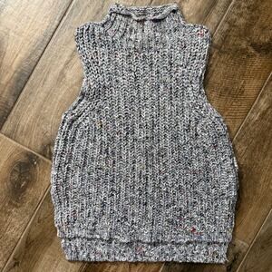 Anthropologie MOTH Womens Marled‎ Wool Blend Mock Neck Grey Turtleneck Sweater,M